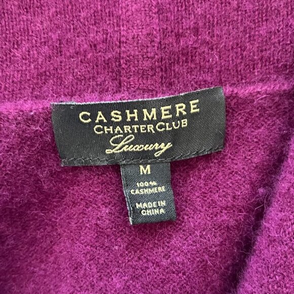 Charter Club 100% Cashmere Open Front Cardigan Sweater Purple Luxury Soft Knit M - Picture 5 of 10